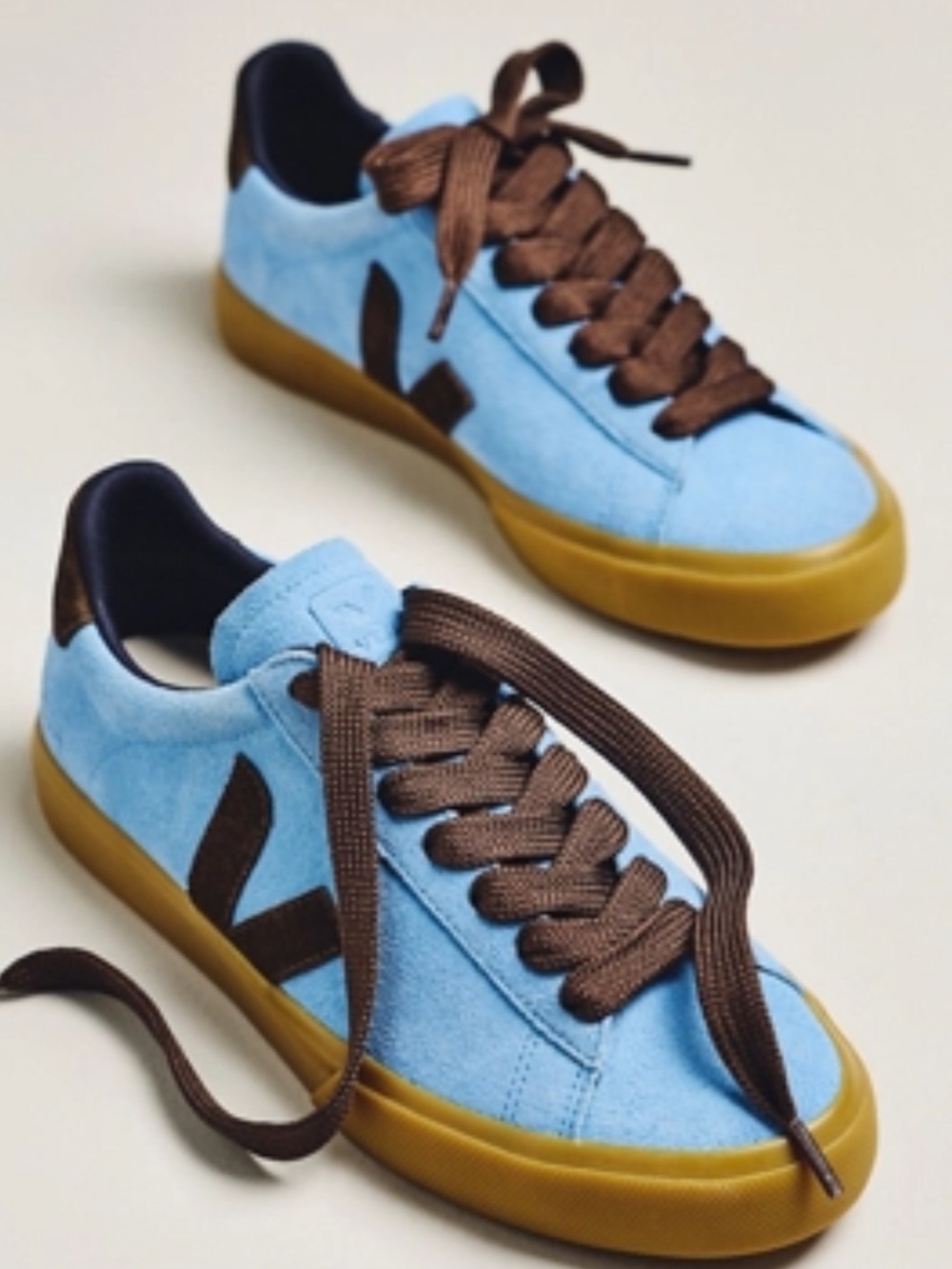NWT Veja Exclusive Campo Light Blue Suede Sneakers with Brown Trim-NEW IN BOX-9
